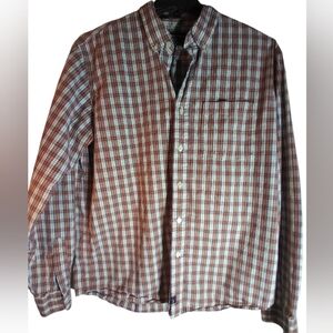 Abercrombie & Fitch Men's Brown Plaid Shirt Cotton Long Sleeve Muscle Size Large